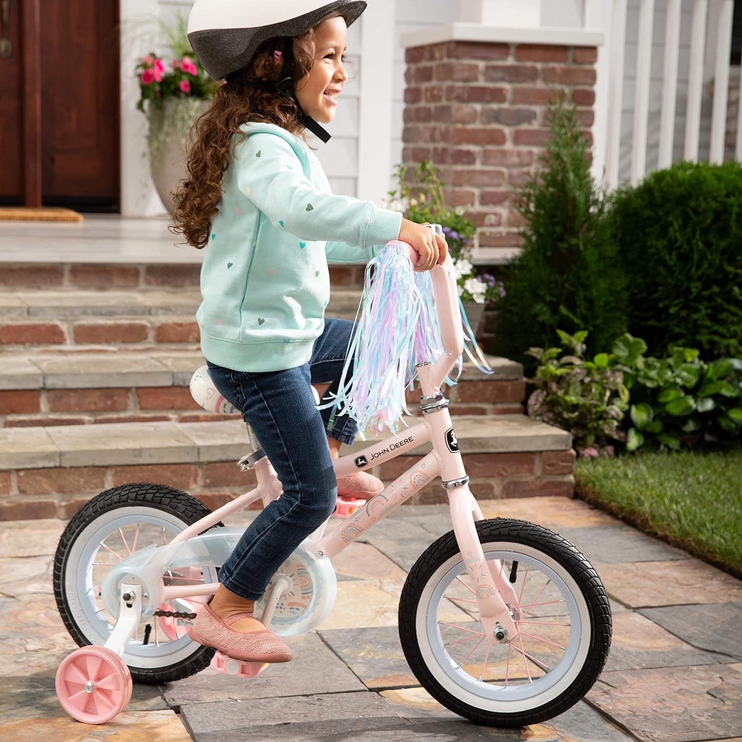 John Deere Beginner Toddler Bike 12 Inch Boys and Girls Bike Clouds Sturdy and Lightweight Kids Bikes for Ages 3 and Up Toddler Bike with Adjustable Handle Bars and Seat Walmart