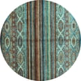 thumbnail image 1 of Ahgly Company Indoor Round Oriental Light Blue Traditional Area Rugs, 6' Round, 1 of 4