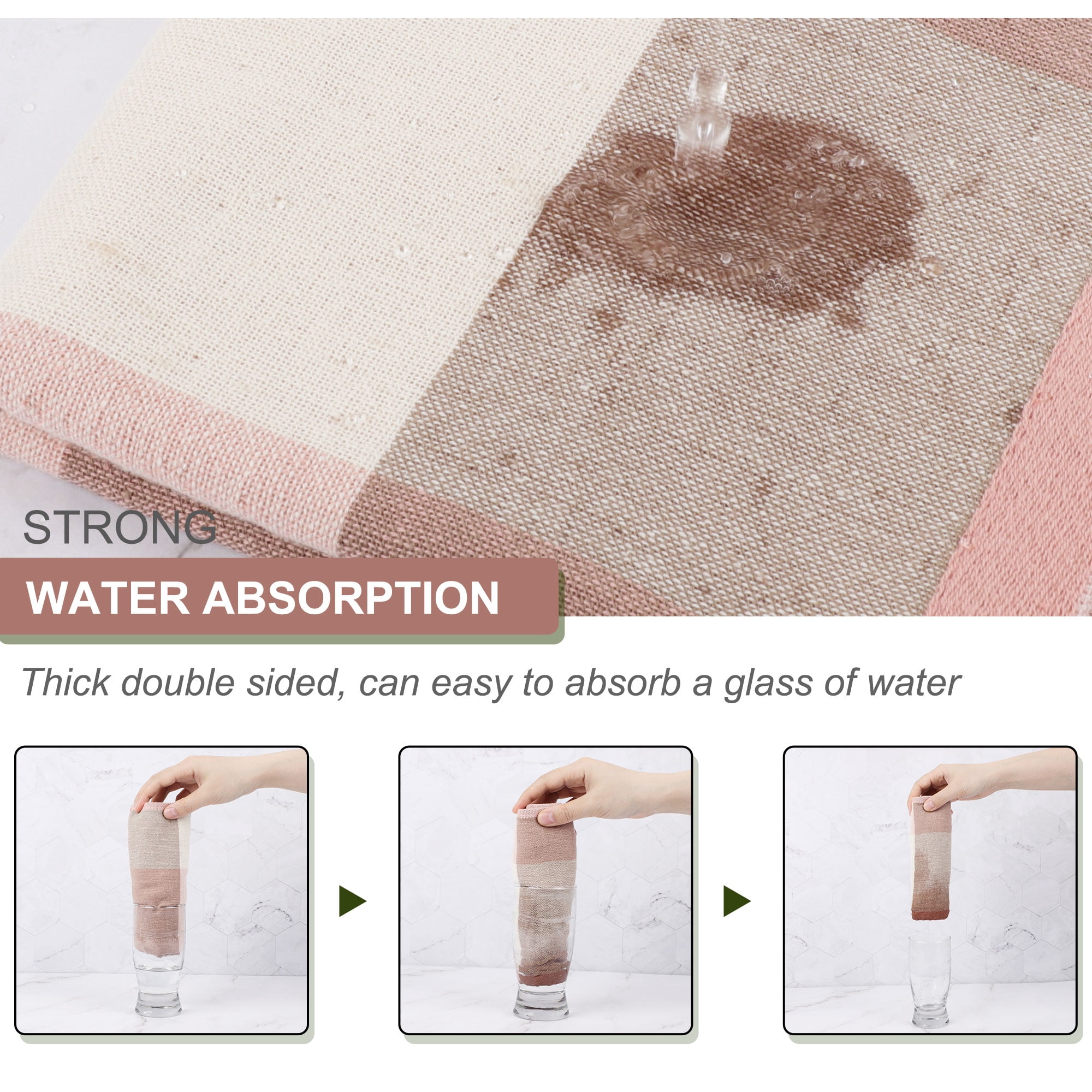 Unique Bargains 6-Pack 100% Cotton Absorbent Kitchen Towels 13" x 29" Pink