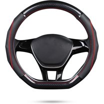 D-Shape Car Steering Wheel Cover Non-Slip Car Steering Wheel Protector Universal for Diameter 38cm, Red