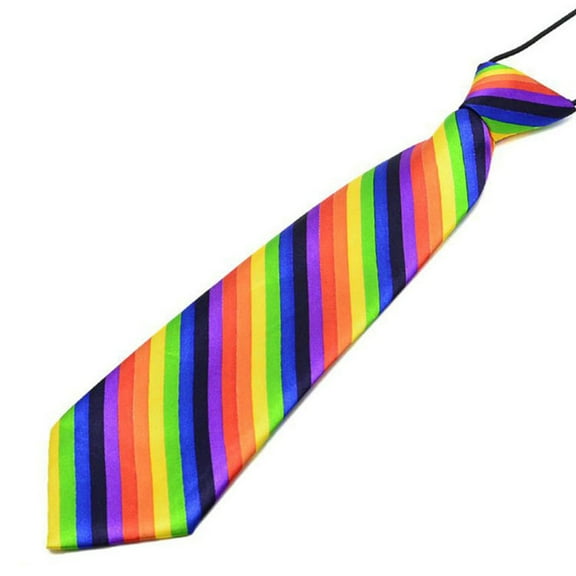 Pre-Tied Elastic Necktie Rainbow Stripes Leopard Boys Kids Silky Ties Costume