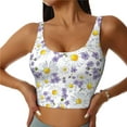 thumbnail image 2 of Haiem Daisies Flowers Pattern Womens Sports Bra - U Neck Padded Low Impact Yoga Bra Workout Crop Top Gym Moisture-Wicking Workout Vest -, 2 of 9