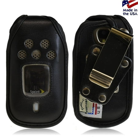 Removable Battery Case Turtleback Fitted Case made for Kyocera DuraPro Phone Black Leather Rotating Removable Metal Belt Clip Made in USA ()