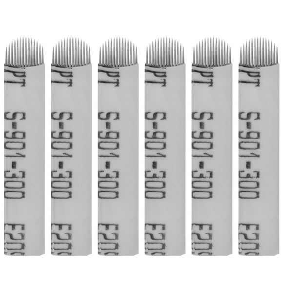 EeaseMX 50 cuchillas en forma de U, 14 agujas para maquillaje de cejas, pluma de microblading (blanca)