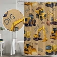 thumbnail image 5 of Construction Truck Shower Curtain, Waterproof Shower Curtains for Bathroom, Cartoon Grips and Bulldozers Turmeric Washable Fabric Bathtub Curtain Set Bath Decor with 12 Hooks Extra Long 72"x96", 5 of 8