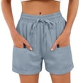 thumbnail image 3 of Shorts for Women 2026 Summer Elastic High Waist Drawstring Wide Leg Relaxed Fit Casual Shorts with Pockets, 3 of 10