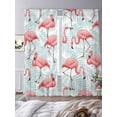 thumbnail image 3 of Pink Flamingo Sheer Curtains 96 Inch Length 2 Panels Set Window Treatments, Blue Summer Tropical Plants Leaves Rod Pocket Semi Curtains for Living Room/Bedroom/Kitchen Décor, 104"W x 96"L, 3 of 7