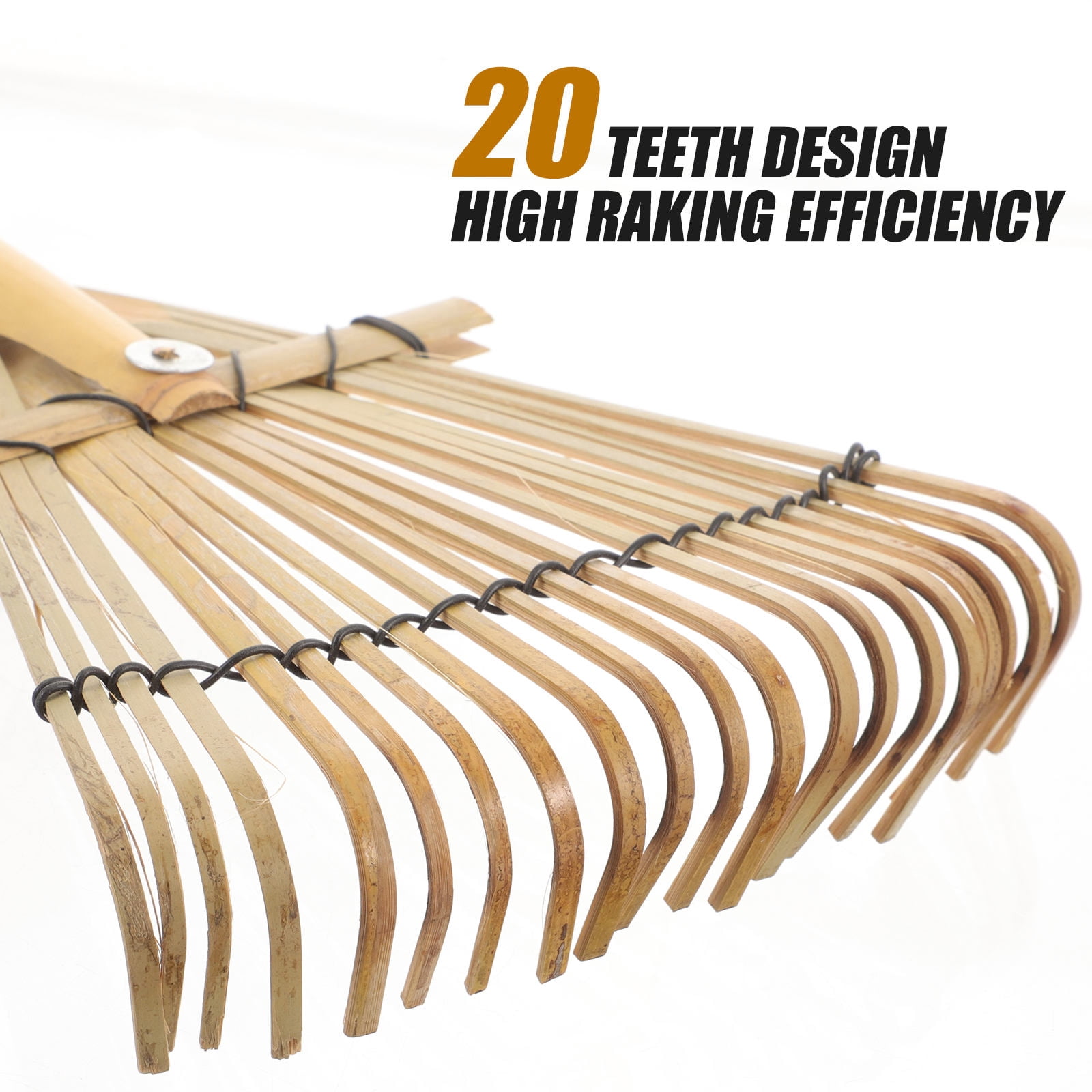 Tineasur Hand Rake Gardening Tool Yard Rake Wood Handle Beige Color 1 Piece