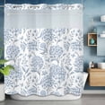 thumbnail image 6 of Spring Blue Flowers No Hooks Shower Curtain with Snap-in Liner Hydrangeas Floral Leaf Farm Plants Shower Curtains for Bathroom, Waterproof, Easy Install, Washable 66"x72", 6 of 9