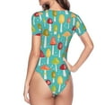 thumbnail image 3 of Uemuo Mushrooms Pattern Women's One Piece Short Sleeve Swimsuit Rash Guard Surfing Modest Quick-drying Swimsuit Beach Essentials-XX-Large, 3 of 9