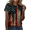 thumbnail image 3 of Elvqul Womens Patriotic Tops 4th of July American Flag Blouses Plus Size Independence Day Round Neck Shirts for Women Short Sleeve, 3 of 5