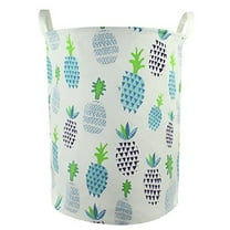 Canvas Laundry Hamper Dirty Laundry Baskets Fabric Hamper Dirty Clothes Hamper Toy Storage Organizer, 19 x 16.5''(Blue Pineapple)