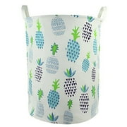 Canvas Laundry Hamper Dirty Laundry Baskets Fabric Hamper Dirty Clothes Hamper Toy Storage Organizer, 19 x 16.5''(Blue Pineapple)