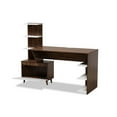 thumbnail image 2 of Modern Two-Tone White and Walnut Brown Finished Wood Storage Computer Desk with Shelves, 2 of 4