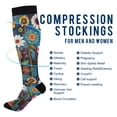 thumbnail image 2 of FORMRS Womens Knee High Socks Casual Long Thick Travel Daily Wear, 1 Pair, Blue Colorful Flowers, 2 of 6
