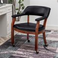 thumbnail image 4 of Pemberly Row Armchair with Wheels in Black Faux Leather Fabric, 4 of 17