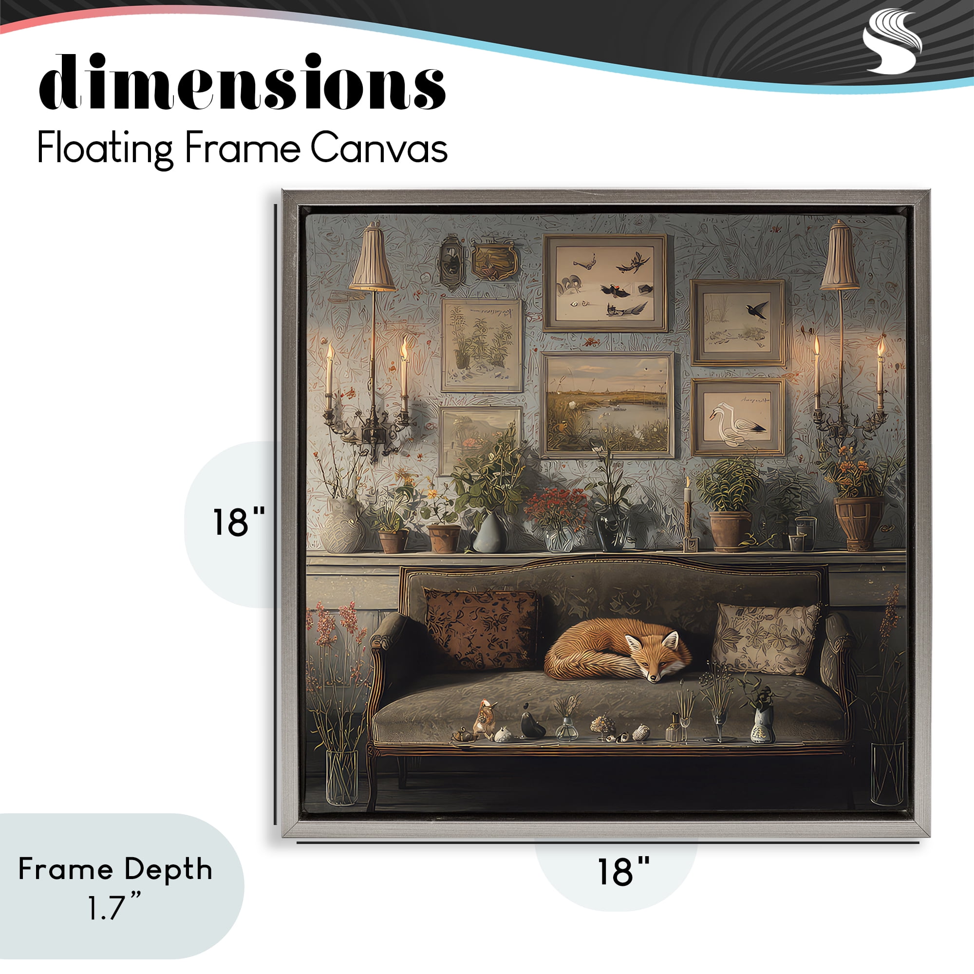 Stupell Industries Fox on Antique Sofa Gray Framed Floater Canvas Wall Art, design by The Wands Want