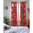 thumbnail image 3 of Red Christmas Sheer Curtains 84 Inch Length 2 Panels Set for Living Room/Bedroom, Xmas Trees Snowmans Snowflakes Gifts Cartoon Kitchen Curtains Grommet Semi-Sheer Curtains Window Treatments 52"x84"x2, 3 of 7