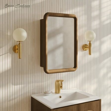 Plaisir 18 x 27 Recessed/Wall Mount Medicine Cabinet with Mirror in Brown Oak