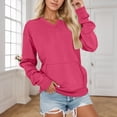 thumbnail image 2 of Akmaiox Long Sleeve Shirts for Women, Oversized Casual V Neck Solid Color Pullover Sweatshirts with Pockets, Fall Winter Basics Layer Going Out Tops S-2XL, 2 of 6