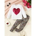 thumbnail image 2 of 4T Baby Girls Clothes 4T Girls Pant Set Toddler Girls Long Sleeve Crew Neck Top Pants 2PCS Girls Clothing Set White, 2 of 7