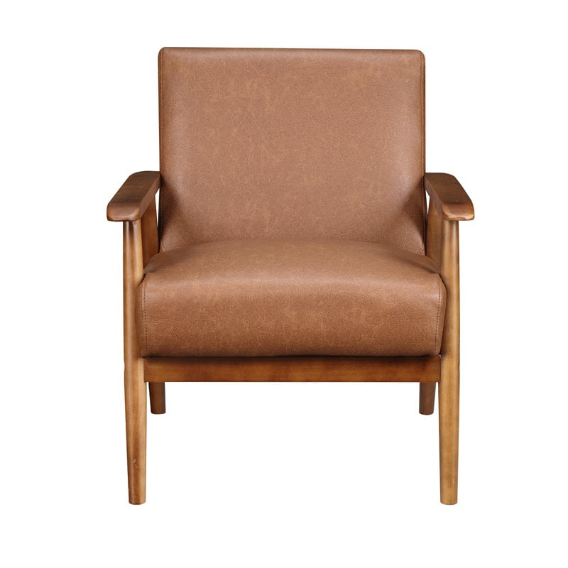 Home Fare Wood Frame Faux Leather, Tan Leather Accent Chair Canada