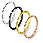 Simple Black Surgical Steel Hoops- Nose Rings Hoop/ Septum Ring/ Cartilage Earring/ Eyebrow Hoop - 21G - 12mm Diameter Nose Ring