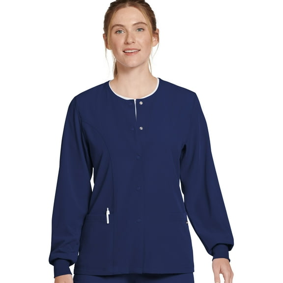 Jockey Women's Classic Round Neckline Snap Scrub Jacket