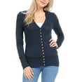 thumbnail image 2 of ClothingAve. Women's Long Sleeve Snap Button Sweater Cardigan w/ Ribbed Detail S~3X Female Cardigan, 2 of 7