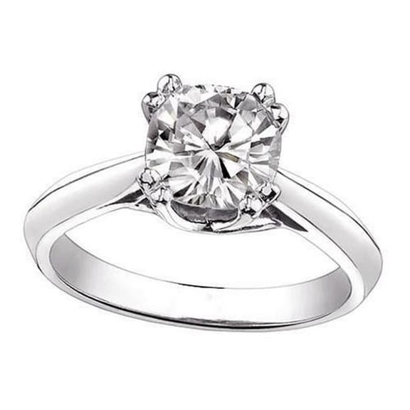 Cushion Diamond 1 CT Solitaire Engagement Ring, 14K White Gold - Size 6.5