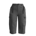 thumbnail image 3 of Puntoco Women's Cargo Capris Cotton Pants with Button Pockets Elastic Waist Lightweight Cute Hiking Casual Pant for Summer Gray S(S), 3 of 6