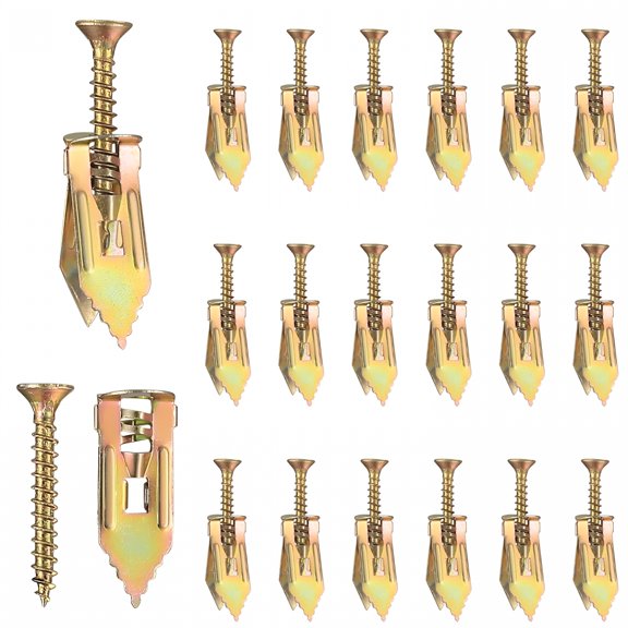 TALENO 50 Pcs Self Drilling Drywall Anchors with Screws Kit,Zinc Plated Steel Wall Anchors and Self Tapping Screws Heavy Duty,No Drill Or Holes in Wall,for TV,Shelf Straps,Bike,Cabinets