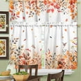 thumbnail image 3 of dinii Fall Kitchen Curtains and Valance Set of 3, Autumn Eucalyptus Leaves Kitchen Window Tier Curtains Floral Bird Farmhouse Window Valances Rod Pocket Panels for Fall Home Decor, 3 of 6