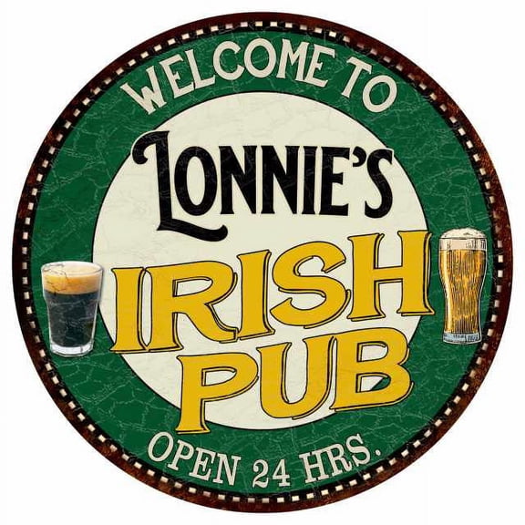 Lonnie's Irish Pub 14" Round Metal Sign Kitchen Bar Wall Decor 100140036317