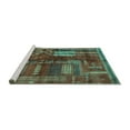 thumbnail image 2 of Ahgly Company Machine Washable Indoor Square Oriental Turquoise Blue Modern Area Rugs, 6' Square, 2 of 4