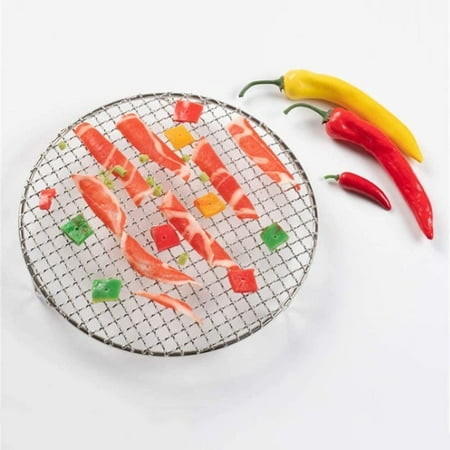 

Pnellth Grilling Rack Easy to Clean Non-stick Stainless Steel Round Shape Stainless Steel Grilling Pan Kitchen Stuff