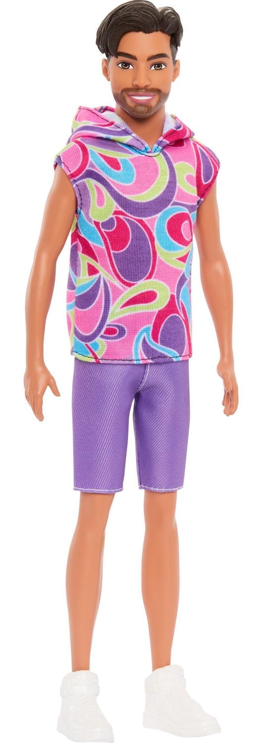 Barbie Fashionistas Ken Doll #227, Brunette Fashion Doll with Totally Hair-Inspired Look, 65th Anniversary