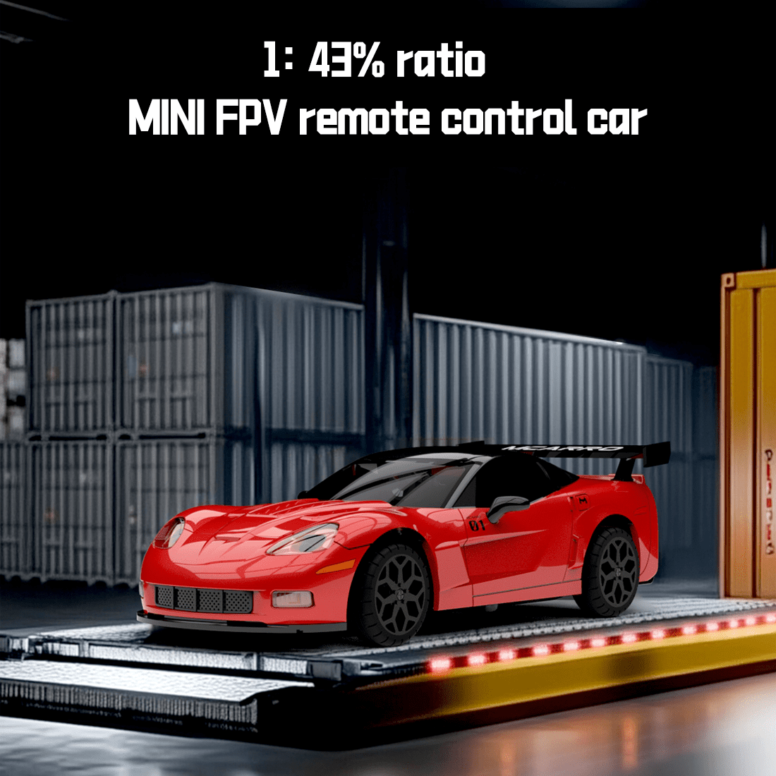 MC011 1/43 Scale RC Drift Car with Live Camera, 2.4G Smartphone Controlled FPV RC Racing Car with LED Lights, Immersive Wireless FPV Toy for Teens & Adults