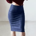 thumbnail image 3 of Mrat Women's Boho Skirt Full Length Suede Skirt Circle Skirt With Split Deerskin Velvet Asymmetrical Short Skirts Skirt With High Waist And Buttocks Navy L, 3 of 4