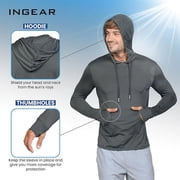 INGEAR Mens Lightweight SPF 50+ UV Protection Hoodie, Long Sleeve Rashguard with Pocket, Shark Camo Red , L