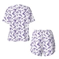 thumbnail image 5 of Kdxio Lavender Flowers Print Pajamas Sets for Women Short-Sleeved Pjs with Lounge Shorts Two Piece Sleepwear S-4XL, 5 of 9