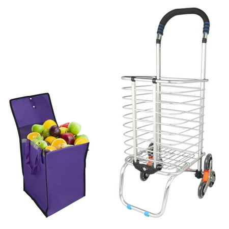 Table Dolly Cart Unique Bargains Stair Climber Cart Rolling Folding Shopping Cart Swivel Wheel with bag ()