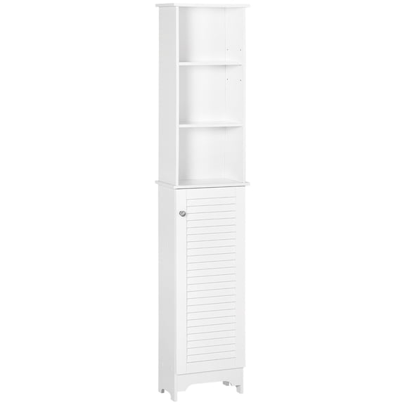 Bathroom Storage Cabinet HOMCOM Tall Bathroom Storage Cabinet/Freestanding Linen Tower with 3-Tier Open Adjustable Shelf, White,Over The Toilet Storage