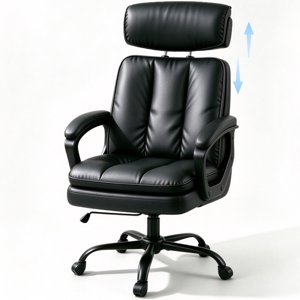 Patbrela High Back Office Chair, Adjustable Headrest, Black
