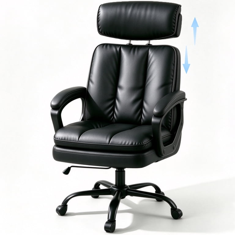 Patbrela High Back Office Chair, Adjustable Headrest, Black photo 1