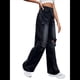 thumbnail image 3 of Pantalones Vaqueros Rotos de Cintura Alta para Mujer, Desgastados, Holgados, Rectos y de Pierna Gris Oscuro L, 3 of 10