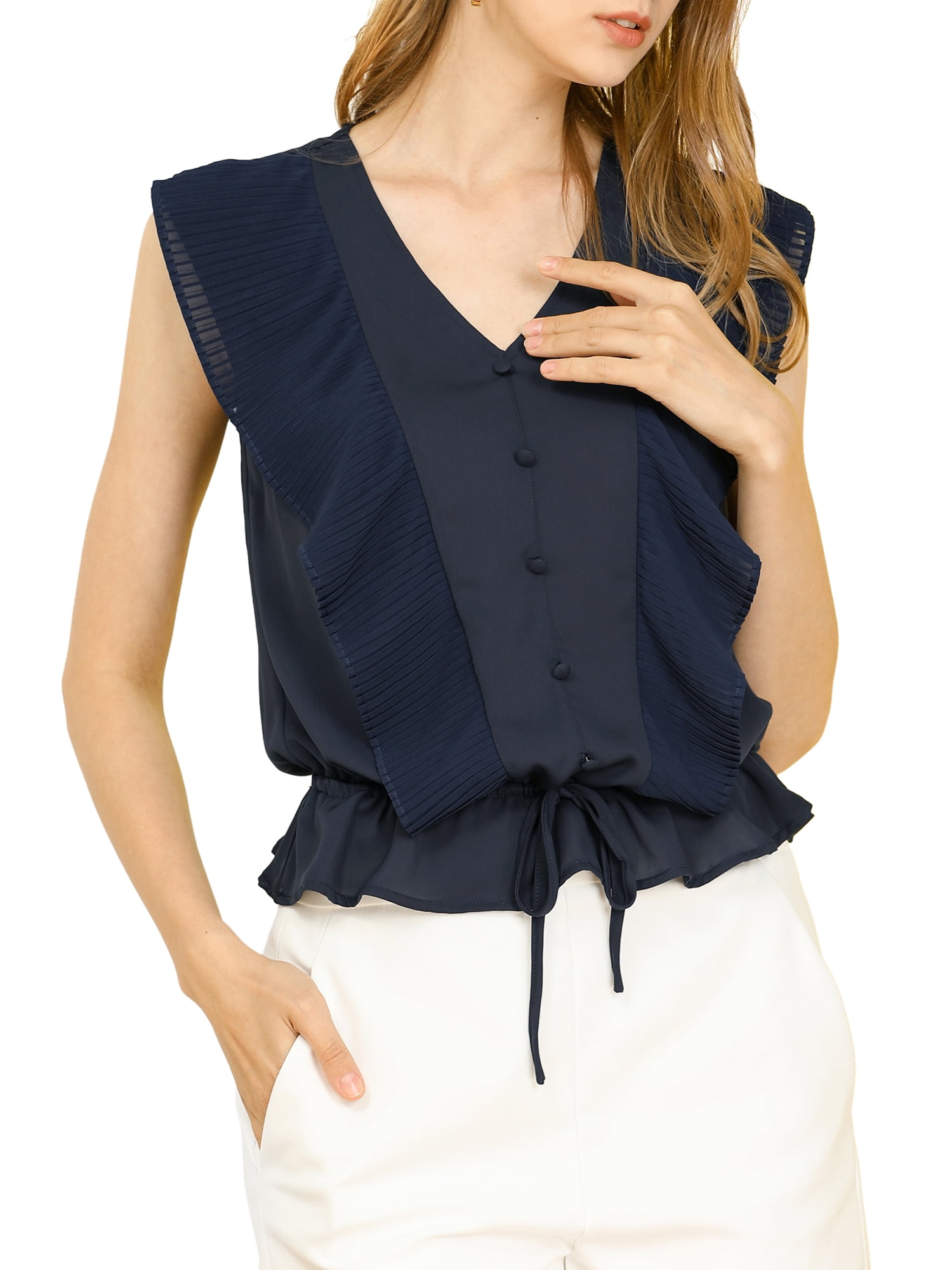navy blue chiffon top