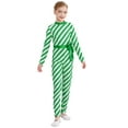 thumbnail image 2 of iiniim Girls Kids Xmas Candy Cane Striped Unitard Sequins Ruffle Jumpsuit Ballet Dance Cheer Performance Size 6-16 Green 16, 2 of 7
