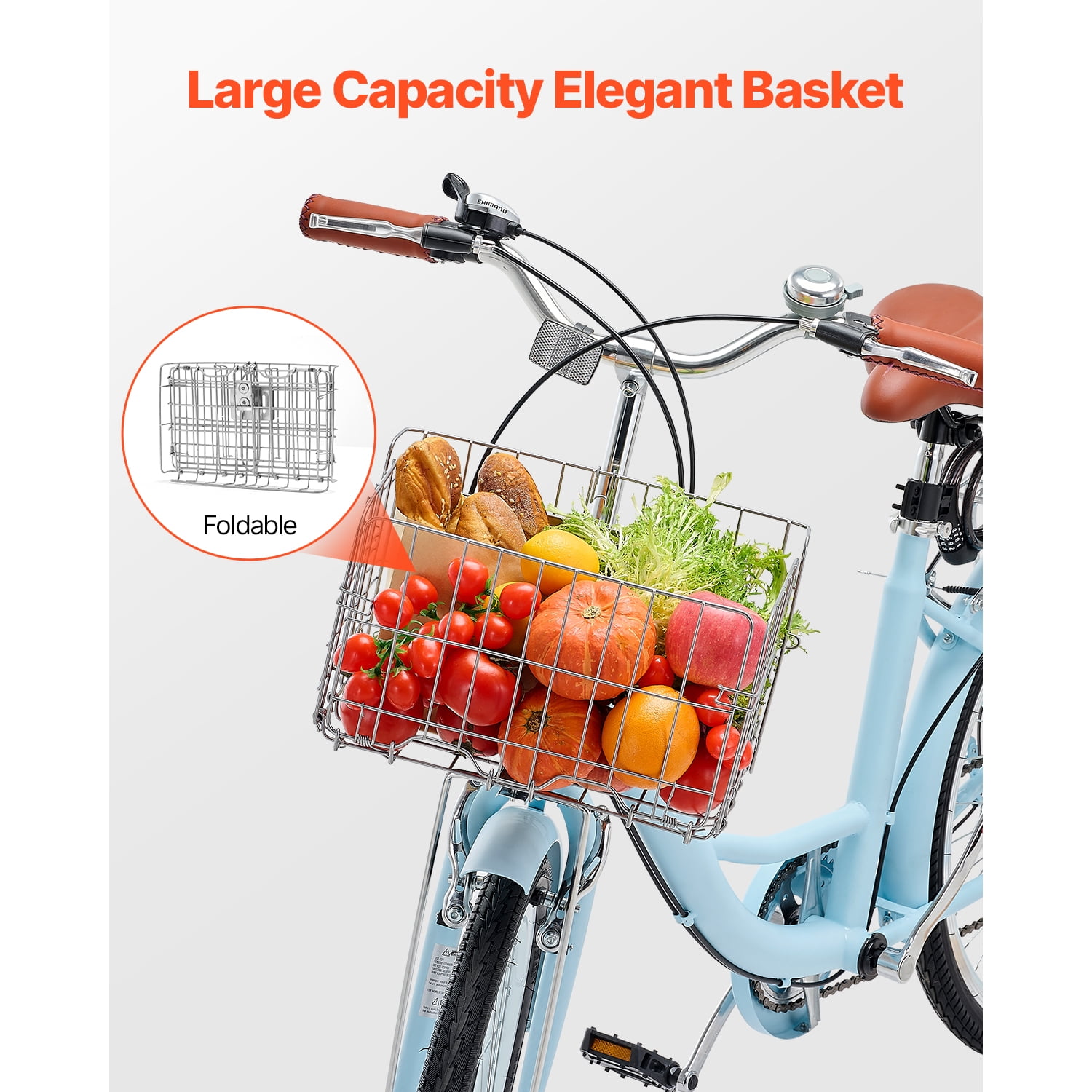 KFFKFF Cruiser Bike, Bike wih 7-Gear, Spacious Basket and Back Stand, Suitable for Biking, Workout & Purchasing