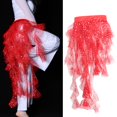 thumbnail image 2 of Belly Dancing Sequins Tassel Hip Skirt Waist Hip Dancewear Red, 2 of 8